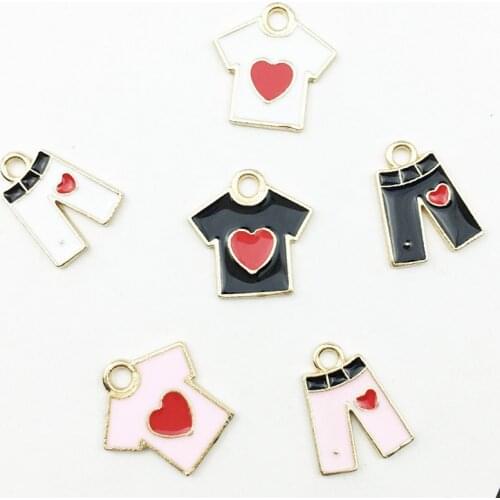 10pcs Fashion Love Clothes Pants Enamel Charms Fit Girl Metal Drop Oil Pendants DIY Bracelets Accessories Earring Making YZ401