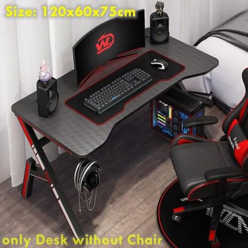 BestSale Z Shape A120x60x75CM Gaming Table Computer Desktop Home Simple Desk Bedroom Office Supplies Cool Black Red Chair Option