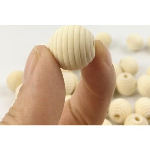 18mm 20pc Natural Maple Wood Hive Beads Original Unfinished Plant Holder Decor Toys Making Hardwood Round Balls DIY Crafts Beads