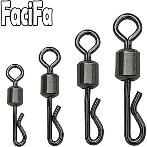 25/50/75/100 pcs Fishing Connector Bearing Swivel Q-Shaped Quick Change Swivels For Carp Fishing Terminal Tackle Accessories