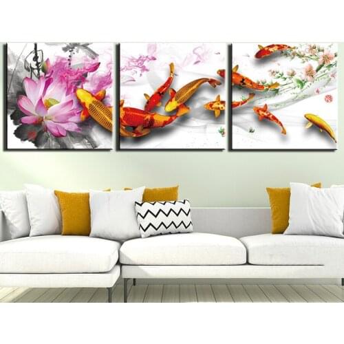 3 PCS DIY Diamond Embroidery Chinese Nine Koi fish Diamond round 5D Full square rhinestone Diamond painting cross-stitch JS5887