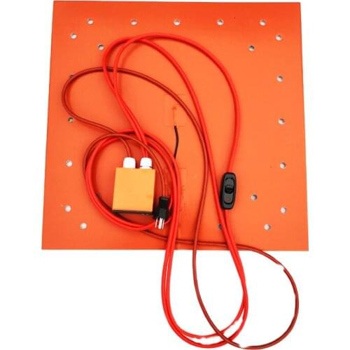 520*520*3mm Dual Zone heater for 3d printer silicone heater adhesive 1side digital thermostat 24 holes on pad 4000mm lead