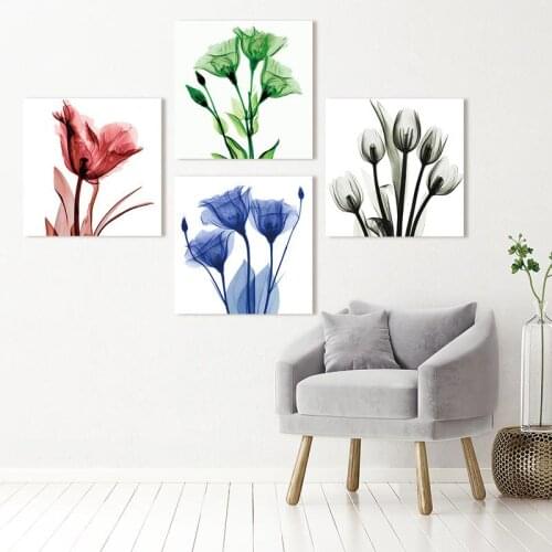 Abstract Transparent Colorful Flower Square Texture Canvas Painting Posters And Prints Decoration Wall Pictures For Living Room