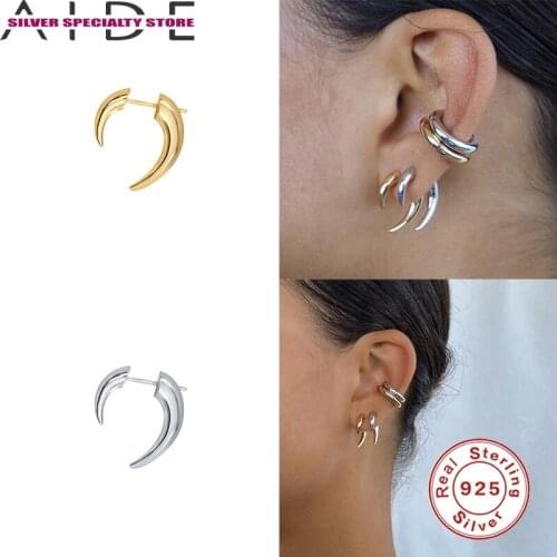 AIDE 1PCS 925 Solid Sterling Silver Earrings Women Stud Earring Luxury Jewelry Gold Piercing Pendientes Brincos Bijou Arete Gift