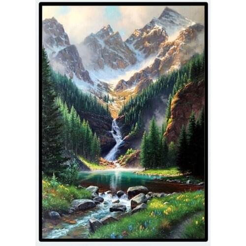 DIY diamond painting waterfall scenery 5d mosaic crafts full square resin canvas embroidery cross stitch gable art