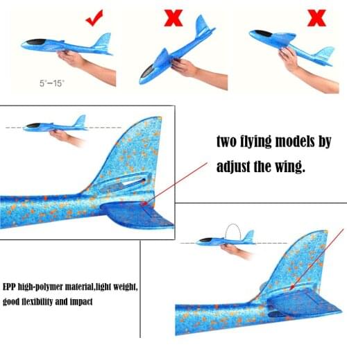 48cm Big Hand Throw Airplane Flying Foam Glider Plane Inertia Aircraft Toy Hand Launch Mini Airplane Outdoor Toys for Children