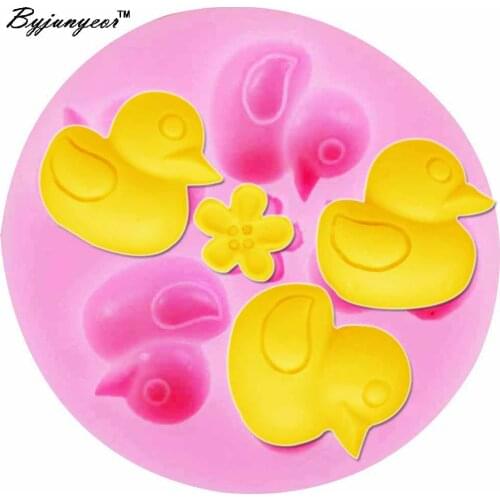 Byjunyeor Duck UV Resin Silicone Mold Fondant Chocolate Candy Lollipop Crystal Epoxy Soft Clay Bake Tools m809