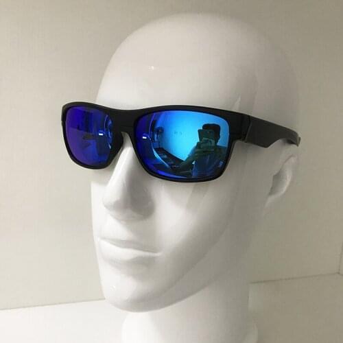 Hot sale high quality sport sunglasses men outdoors glasses polarized lens black frame blue flash lens
