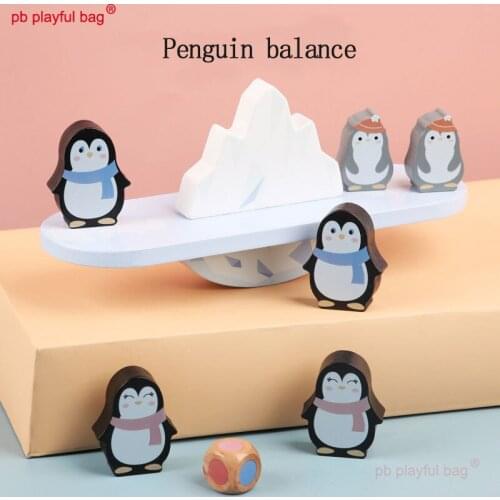 PB Playful Bag Penguin Balance Building Block Game Wooden Toys Parent Child Interaction Early Childhood Education Gift UG40