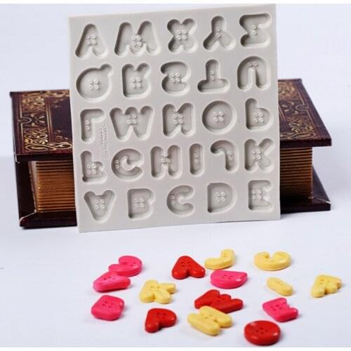 Button Letters Silicone Mold Fondant Mould Cake Decorating Tools Chocolate Gumpaste Mold Sugarcraft Kitchen Accessories