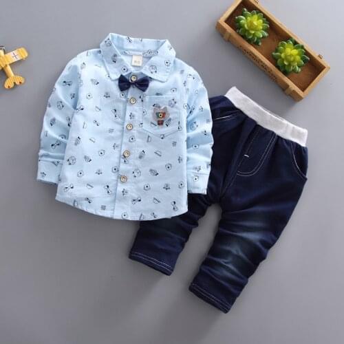 Boys Clothing Spring Formal Gentleman 2pcs Suit For Kids Clothess Bebe Cotton Set Children Plaid Tracksuit Set 1 2 3 4 5 YEARS