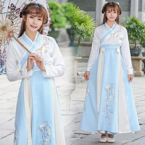 Blue Hanfu Women Plum Hanfu Costume Fairy Skirt Fresh and Elegant Huaqing Pavilion Hanfu Clothing Chinese Traditional Dress