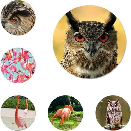 Beautiful Flamingo Eagle Owl Bird Brooch Pin Cosplay Badge Accessories For Clothes Backpack Decoration Gift 58mm