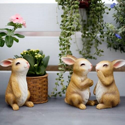 Creative Outdoor Resin Simulation Rabbit Flower Pot Garden Accessories Crafts Micro Landscape Animals Sculpture Home Decoration