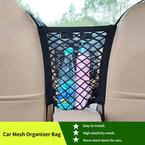 Hot New Car Mesh Organizer Seat Back Purse Holder Handbag Storage Net Bag Car Seats Double-layer Storage Net Pocket Between 2021
