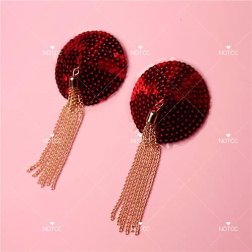 NOTCC Metal Tassel Sequin Chest Stickers Egirl Drop Feeling Good Sexual Feelings Repeated Round Pasties Women Covers