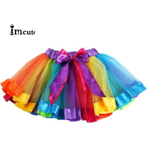 Fashion 0-8Y Girls Kids Baby Xmas Rainbow Tutu Skirt Party Costume Fancy Tutu Pettiskirt Tulle Mini Skirt