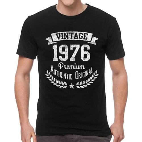 Vintage 1976 T-Shirts Men Graphic T Shirt Short Sleeve Retro 44th Birthday Premium Original Tshirts 100% Cotton Tee Top Clothing