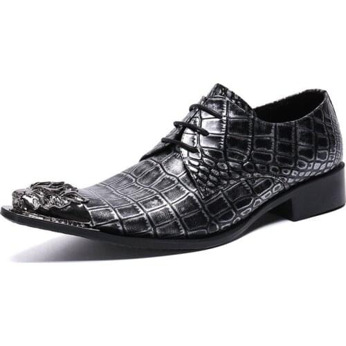 Italy Serpentine Genuine Leather Men Party Dress Shoes Bullock Metal Tip Business Office Shoes Oxford Men Banquet Social Shoes