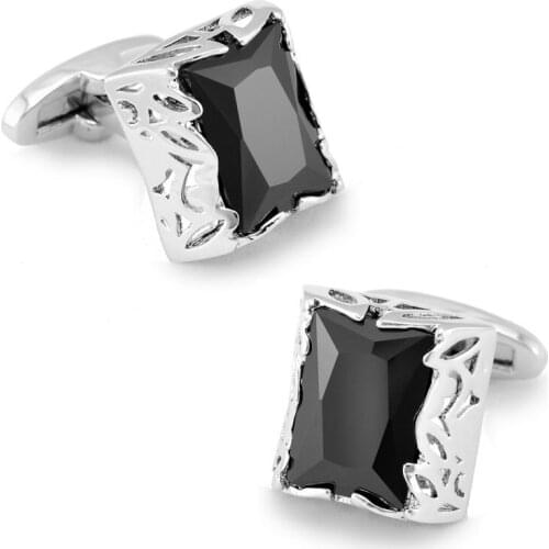 SPARTA Black Stone+ White Gold Electroplated cufflinks mens Cuff Links + Free Shipping !!! metal buttons