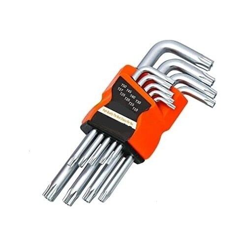 Macro Building Star Allen Key Set Perforated Set Long 9'lu Metallic Gray