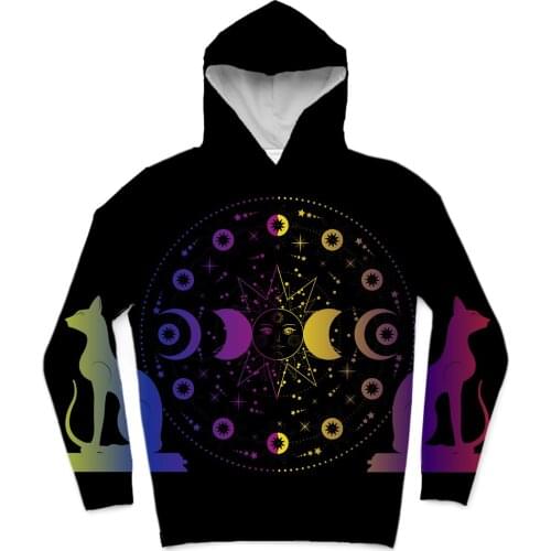 REAL American SIZE High Quality Astrology Queen Kitty Sublimation Printing Plus Size Hoodies