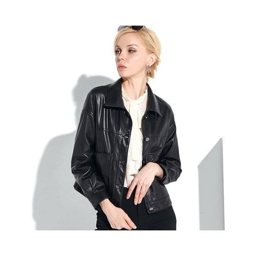 2020 Spring and Autumn New Leather Womens Imported Short Jacket Jacket Locomotive