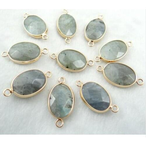 Natural Stone Rose Quart Water drops labradorite Quartz Crystal charms Gold Edging Pendant For DIY jewelry making NecklacesA1