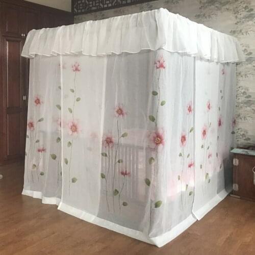 2018 Sale Klamboe New Freehand Sketching Canopy Bed Curtain Valance Custom-made Lace Thicken Quality Fabric Bedding Decoration