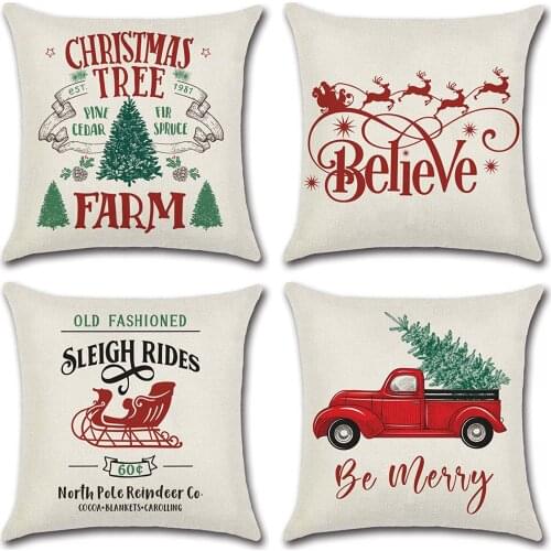 Christmas Throw Pillow Covers Christmas Tree Farm Pillow Cases for Sofa Car Cushion Cover | Vintage Christmas Home Decor