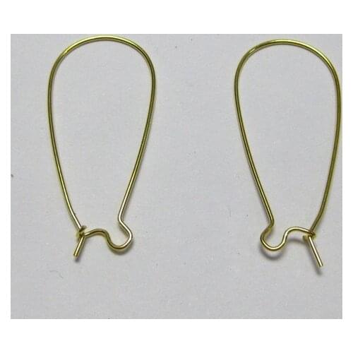 100 Golden Tone Ear Wire Earring Oval Hoop French Hook 35mm