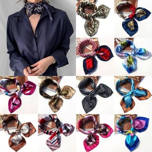 50X50CM Fashion Women Square Scarf All-match Wraps Elegant Floral Dot Spring Summer Head Neck Hair Tie Band Chiffon Neckerchief