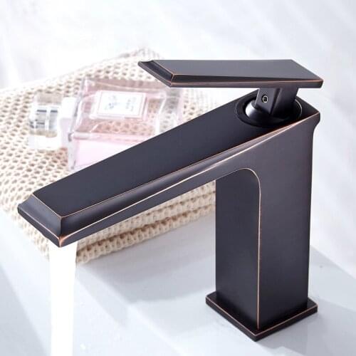 Bathroom Basin Faucets Sink Mixer Tap Brass Black Oil/Chrome Wash Basin Deck Mounted Single Handle Hot and Cold Faucet Torneira