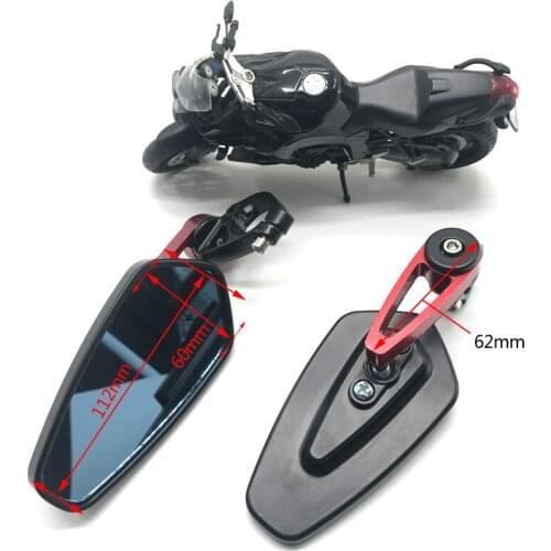 Universal 2 Pcs 7/8" 22mm Motorcycle Aluminum Rear View Black Handle Bar End Side Rearview Mirrors