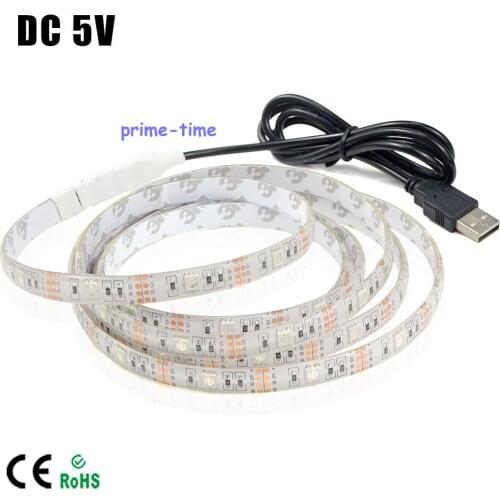 50CM 1M 2M 5V 5050 RGB USB LED Strip Light IP65 Waterproof + 3key controller For TV Back ground Lighting Strip