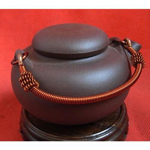 YIXING Purple Clay Teapot 110ml Chinese Zisha Tea Pot Handmade Copper Girder Handle