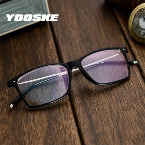 YOOSKE Myopia Glasses Men Business Myopic Glasses Short-sighted Eyewear Black Spectacles with Degree 1.0 1.5 2.0 2.5 3.0 3.5 4.0