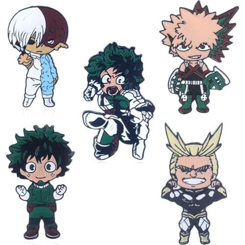 Anime My Hero Academia Midoriya Izuku Bakugou Katsuki Todoroki Shoto All Might Cartoon Enamel Alloy Badge Brooch Pin Accessories