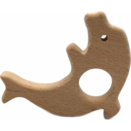 1pc Wood Baby Teether Infant Natural Wood Teething Bead Toddler Grinding Teeth Toys Accessories Safety Shape Baby Teether Care