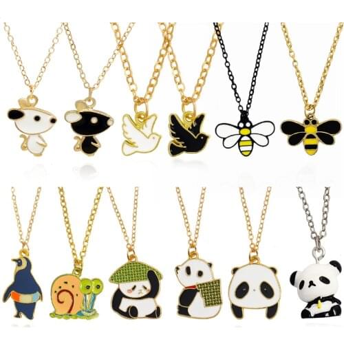 12 styles Animals Bird Necklace Mouse Rat Dove Honeybee Bee Penguin Snail Panda Choker Necklace For Kids Jewelry