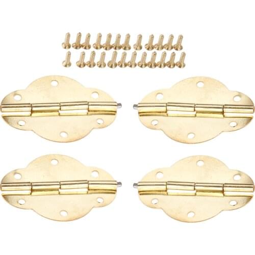 2Pcs Furniture Hinges Cabinet Drawer Door Butt Hinges Antique Bronze Decorative Cupboard Hinge for Jewelry Wooden Boxes 46*35mm