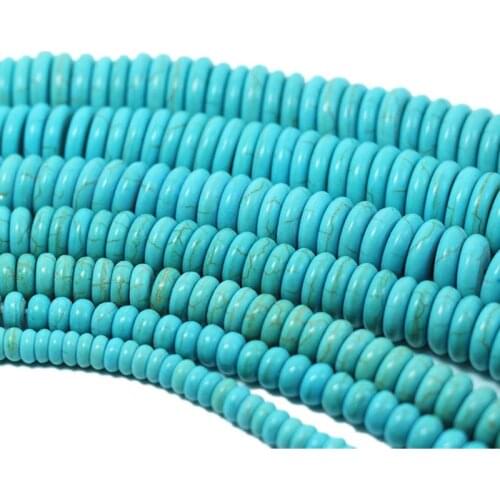 5 6 8 10mm Blue Turquoises Spacer Beads Flat Round Natural Stone Loose Beads For Jewelry Making DIY Bracelet Wholesale