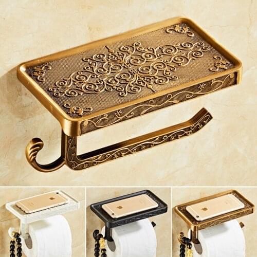 Antique Toilet Paper Holder Bathroom Mobile Holder Carving Design Roll Paper Holder With Hook Bathroom Storage Rack Accessory