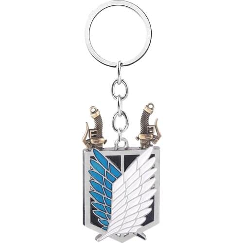 Anime Attack on Titan Keychain Shingeki No Kyojin Wings of Freedom Survey Key Chains Removable Sword Pendant Keyring Jewelry