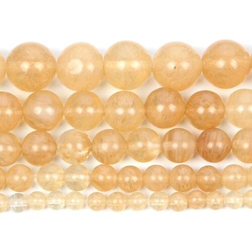 Natural Stone Beads Yellow Watermelon Charm Round Loose Beads For Jewelry Making Needlework Bracelet Diy Strand 4-12 MM