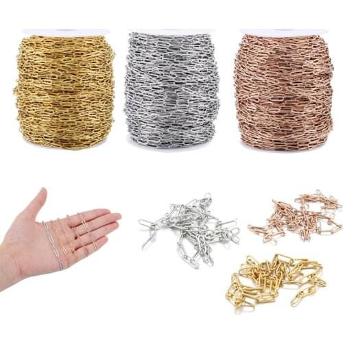 1 Meter 3 Size Metal Stainless Steel Chain Gold Rolo Cable Chain Wallet Bracelet for DIY Necklace Jewelry Making Supplies