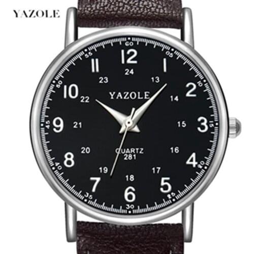 Fashion Top Luxury Brand Watch Men & Women Brown Leather Black Dial Analog Wrist Watch Sports Watches Male Ladies