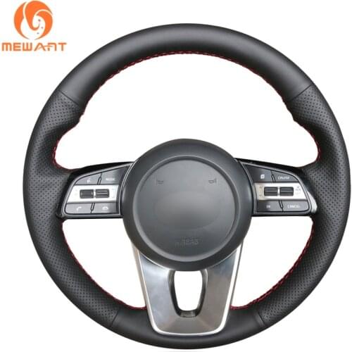 MEWANT Hand-stitched Black Artificial Leather Steering Wheel Cover for Kia K5 Optima 2019 Cee'd Ceed 2019 Forte Cerato (AU) 2018