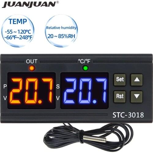 STC-3018 Dual Digital Thermostat Temperature Controller Thermometer Control Switch 10A 12V 24V 220V Hygrometer Incubator 30% Off