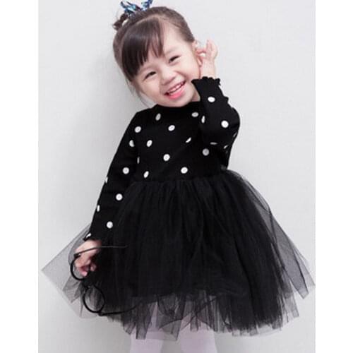 Kids Children Girls Patchwork Tutu Dress Polka Dot Long Sleeve O Neck Infant Spring Princess Party Dresses Baby Clothing 0-4T